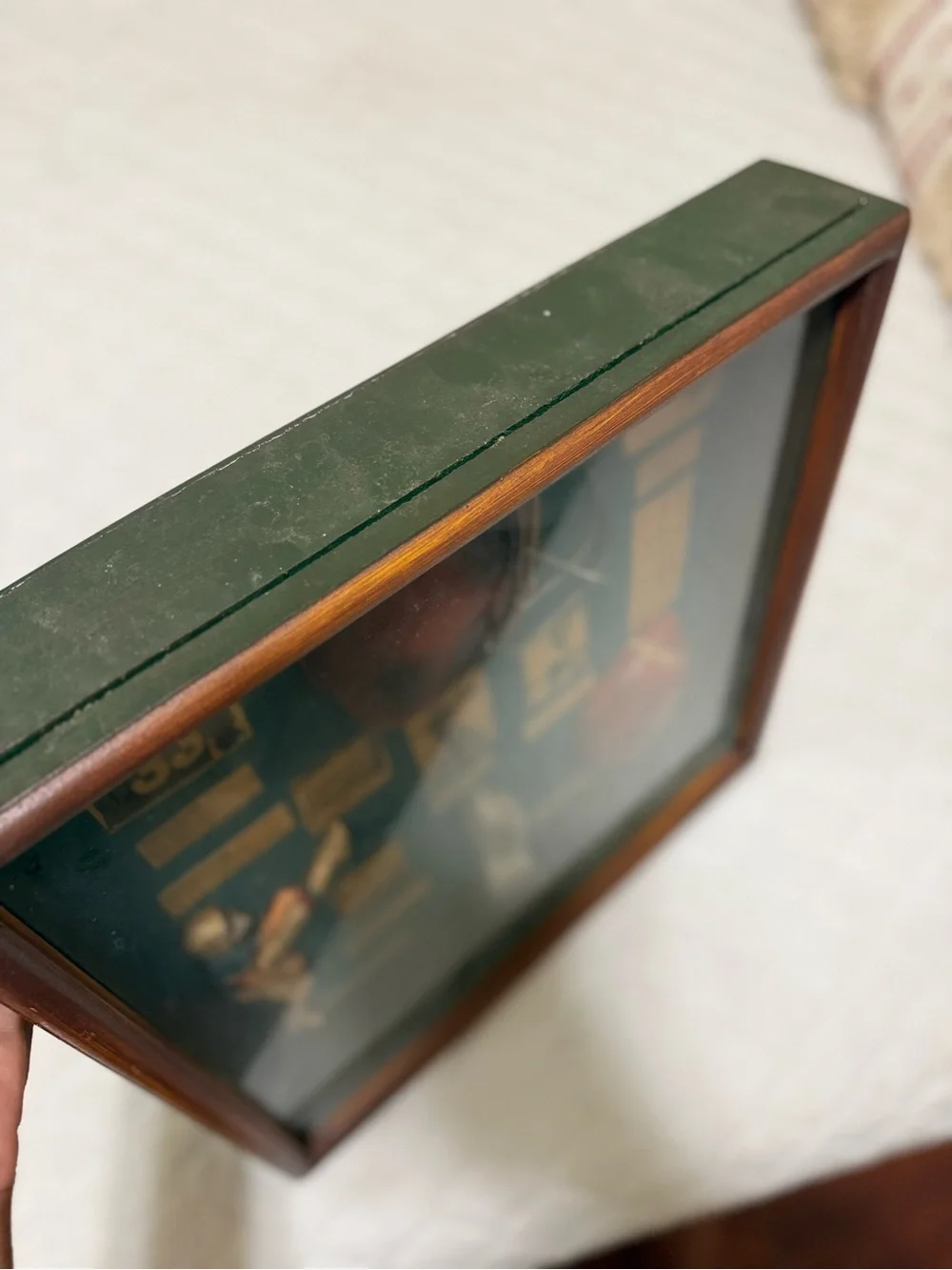 Vintage Football Memorabilia Shadow Box